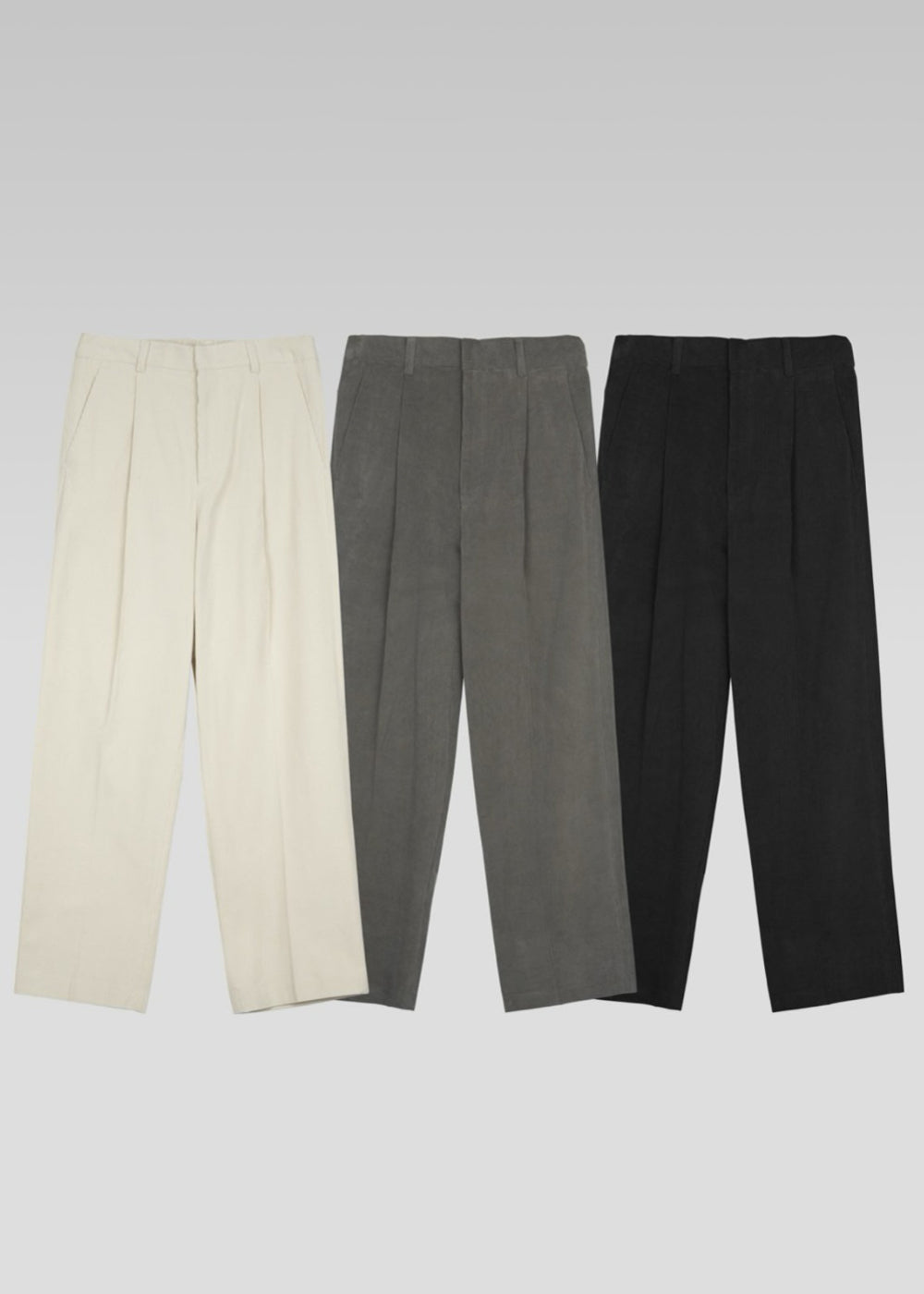 BROOKFIELD CORDUROY ONE TUCK PANTS_BLACK