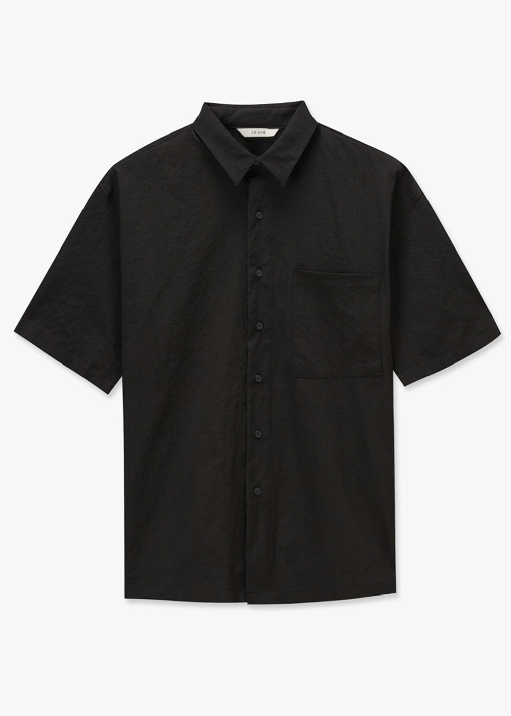 SEERSUCKER HALF SLEEVE SHIRTS_BLACK