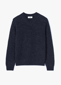 FINE WOOL V NECK SWEATER_NAVY