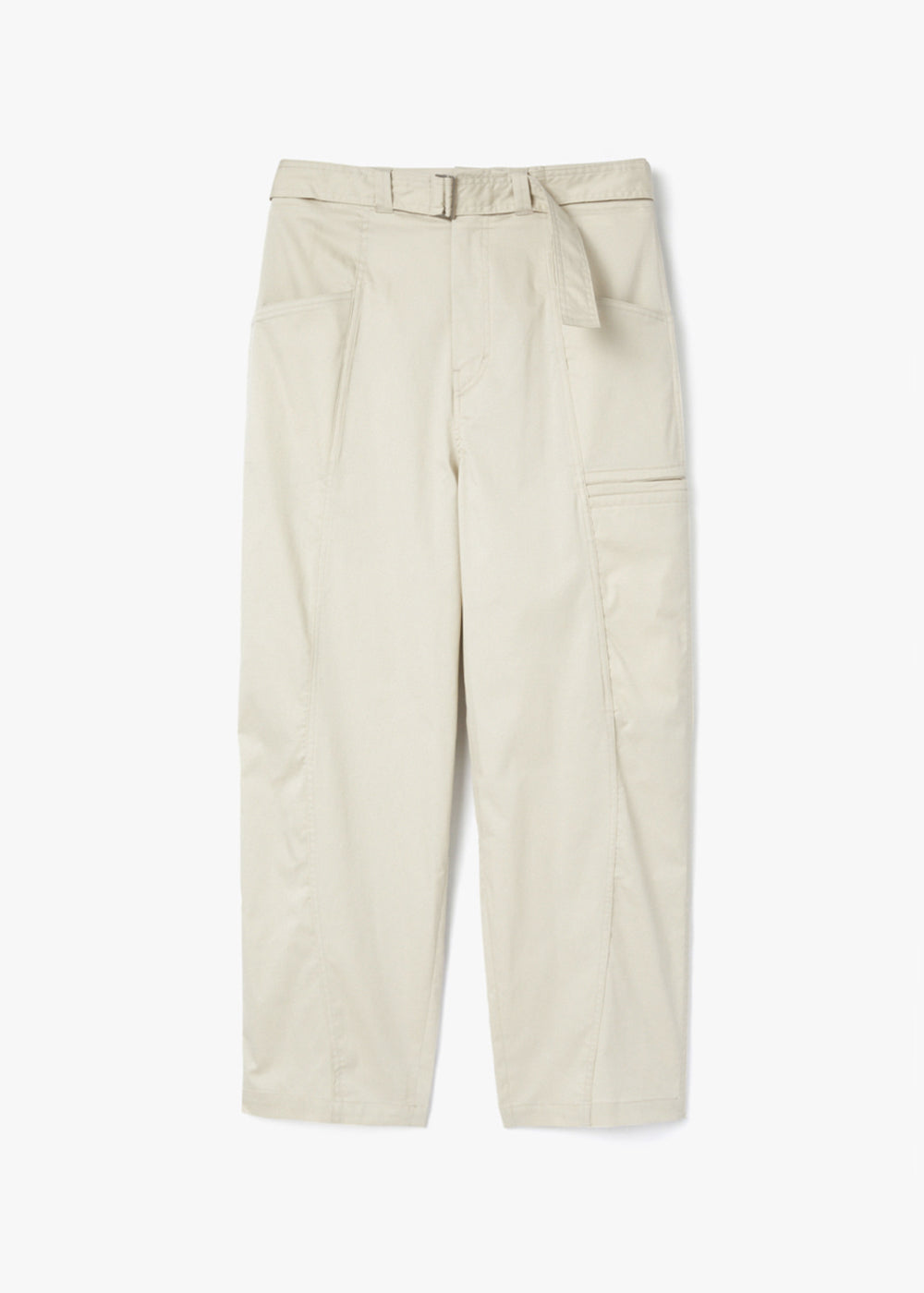 COATING COTTON BELTED PANTS_CREAM