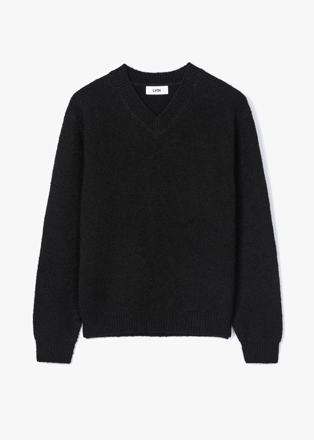 FINE WOOL V NECK SWEATER_BLACK