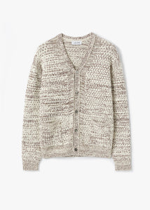 BLEND COLORED CARDIGAN_IVORY & BROWN