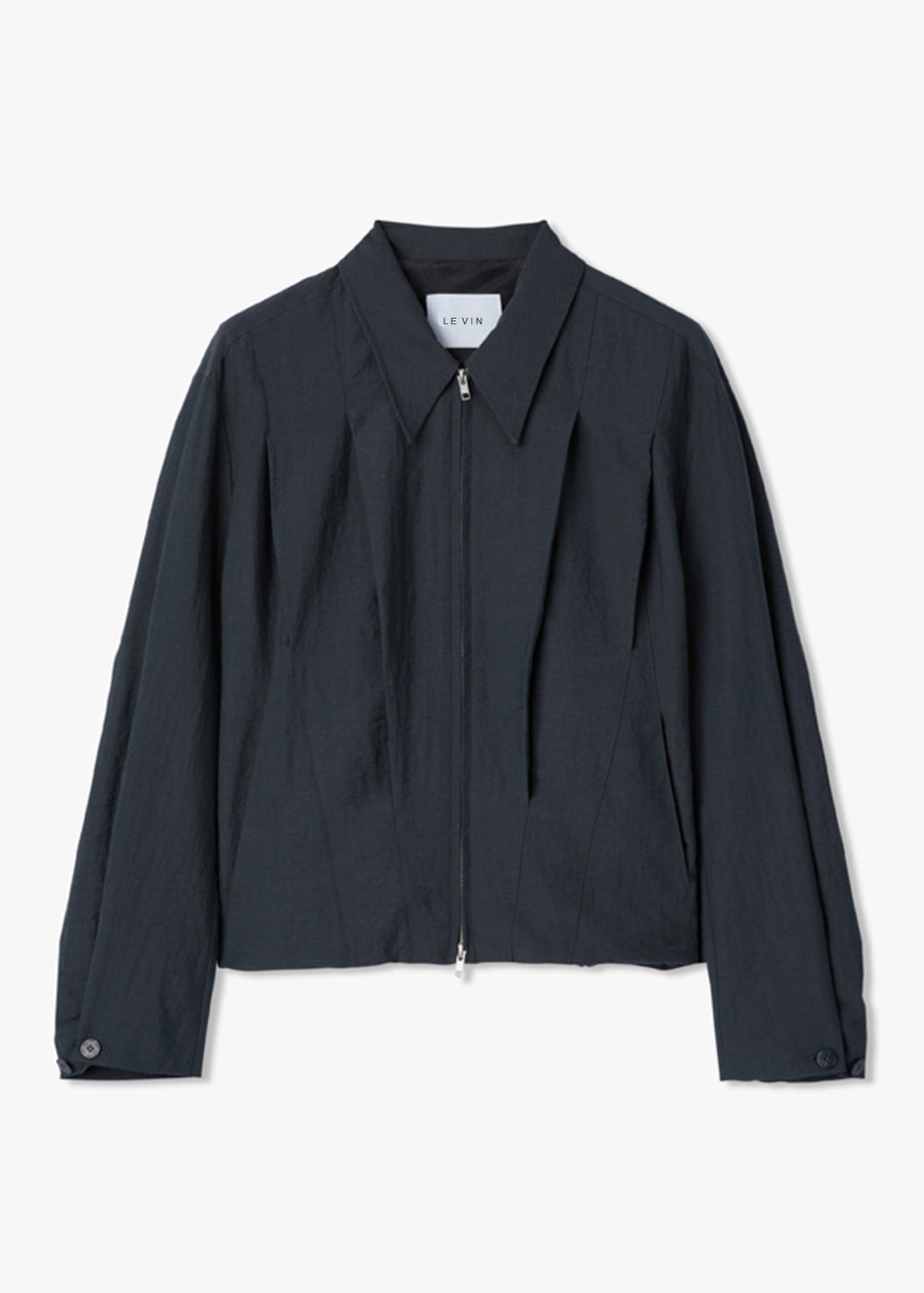 LINEN PLEATS JACKET_CHARCOAL