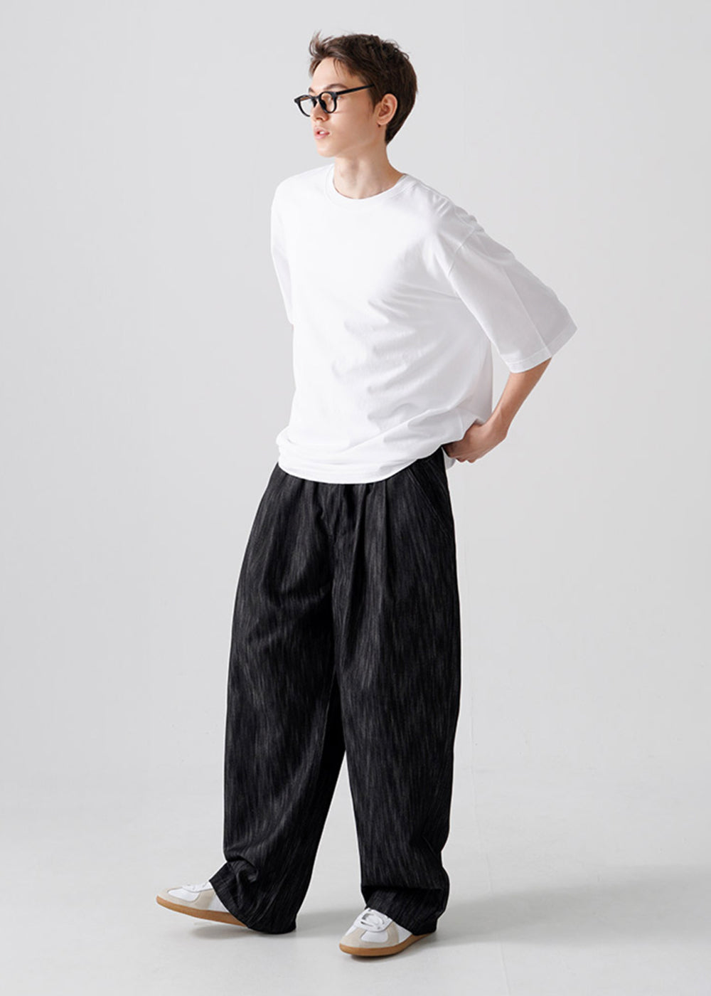 SLUB DENIM BALLOON PANTS_BLACK