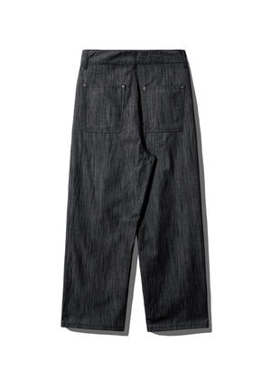 SLUB DENIM PIN TUCKED PANTS_BLACK