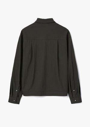 SIDE ZIPPER POINTED SHIRT TOP_CHARCOAL