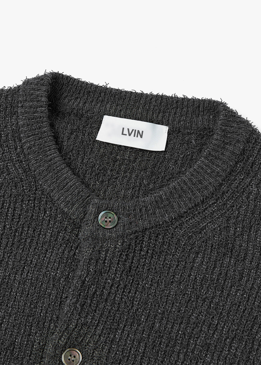 ROUND BUTTON CARDIGAN_CHARCOAL