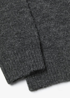 FINE WOOL ROUND NECK CARDIGAN_CHARCOAL