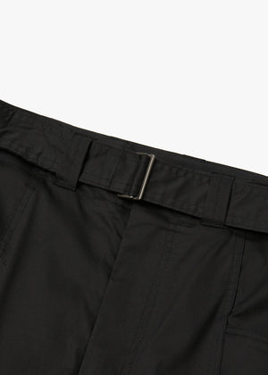 COATING COTTON BELTED PANTS_BLACK