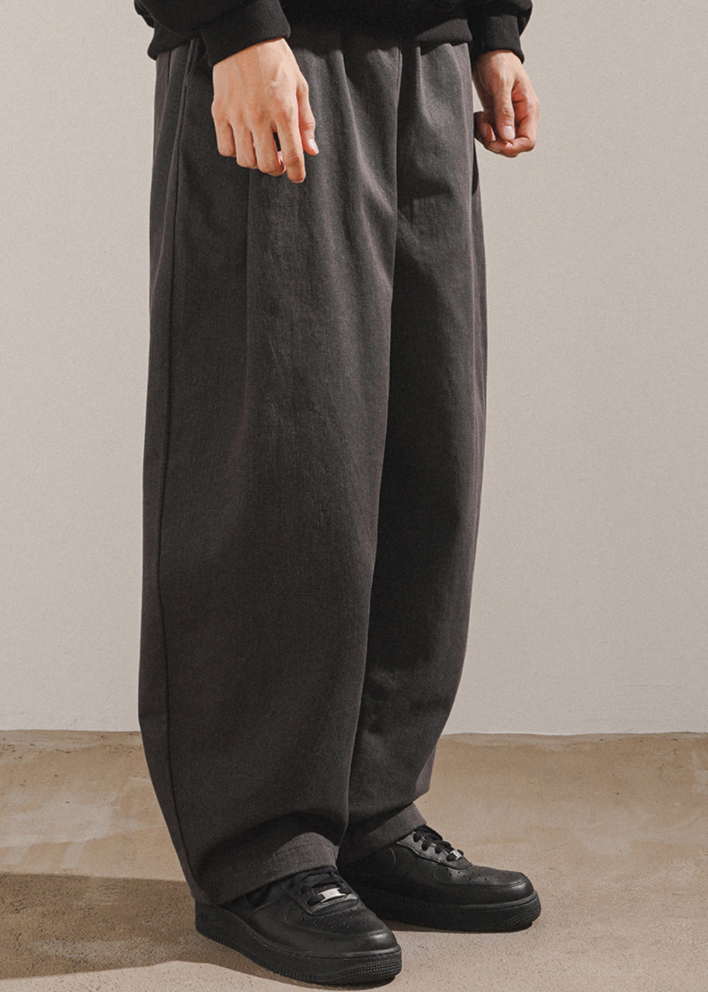 WASHED TWILL COTTON PANTS_KHAKI BEIGE