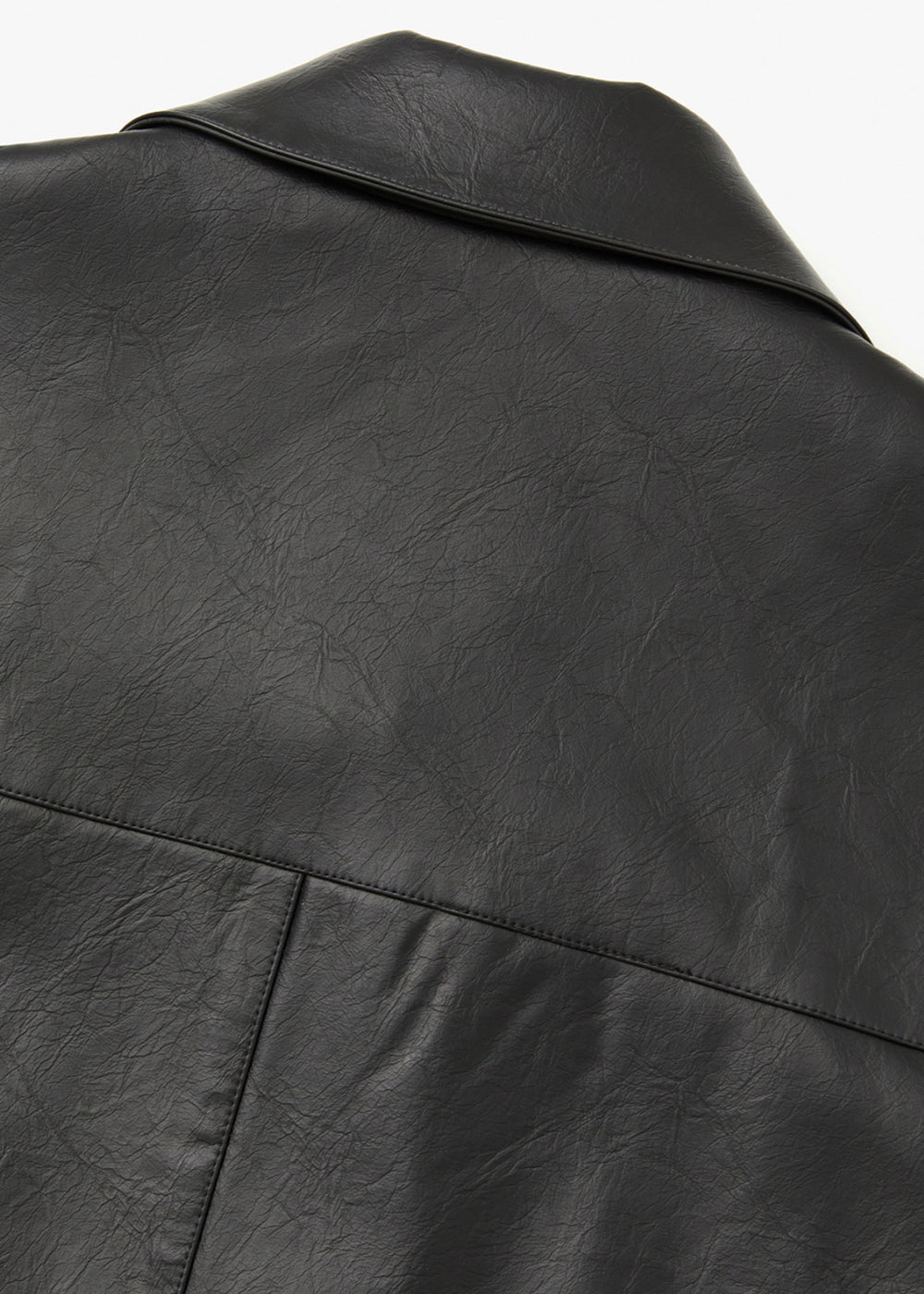 VEGAN LEATHER STRAP POINT JACKET_BLACK