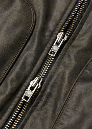 WASHED VEGAN LEATHER FLIGHT JACKET_BLACK