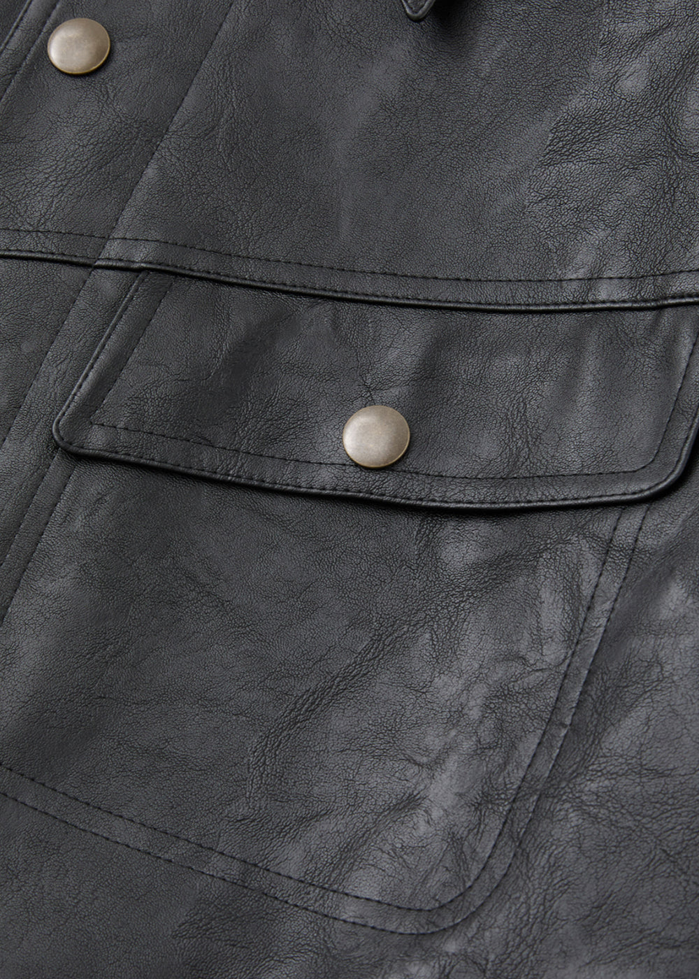 VEGAN LEATHER SNAP BUTTON JACKET_BLACK