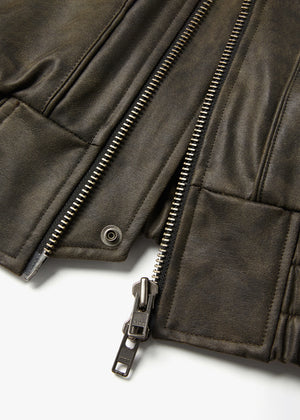 WASHED VEGAN LEATHER FLIGHT JACKET_BLACK