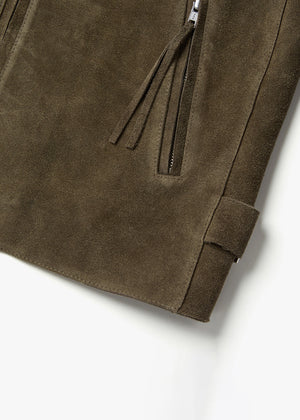 NATURAL SUEDE CROP JACKET_KHAKI