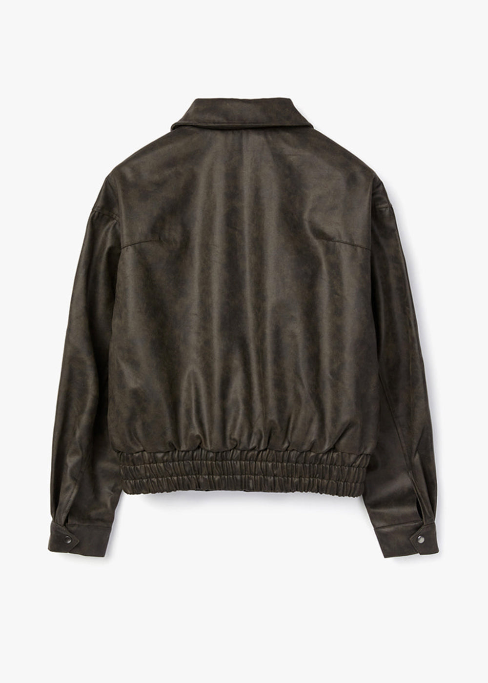 WASHED VEGAN LEATHER FLIGHT JACKET_BLACK