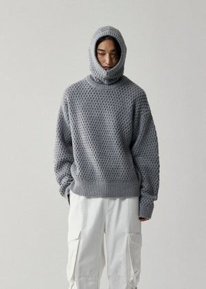 WAFFLE PATTERNED WOOL COVER_GREY