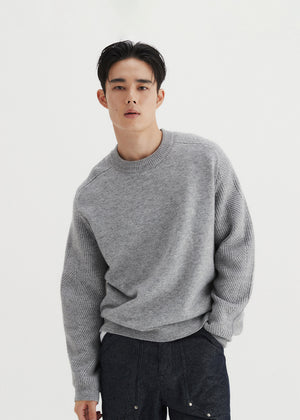 WOOL COMB-PATTERN SWEATER_GRAY