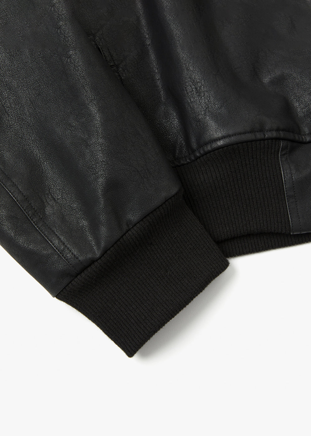 HIGH NECK POINTED LEATHER JACKET_BLACK