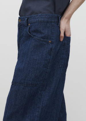 RIVET POINTED LINEN DENIM PANTS_INDIGO