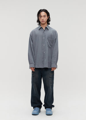 SIGNATURE SILKY OVER SIZE SHIRT_GREY