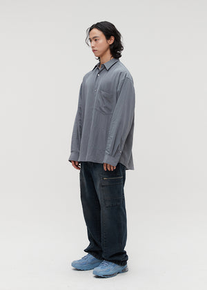 SIGNATURE SILKY OVER SIZE SHIRT_GREY