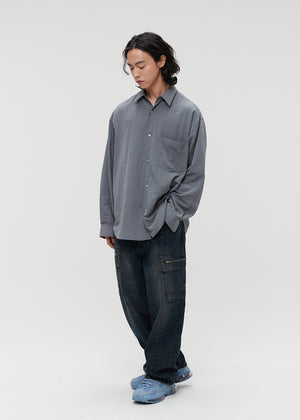 SIGNATURE SILKY OVER SIZE SHIRT_GREY