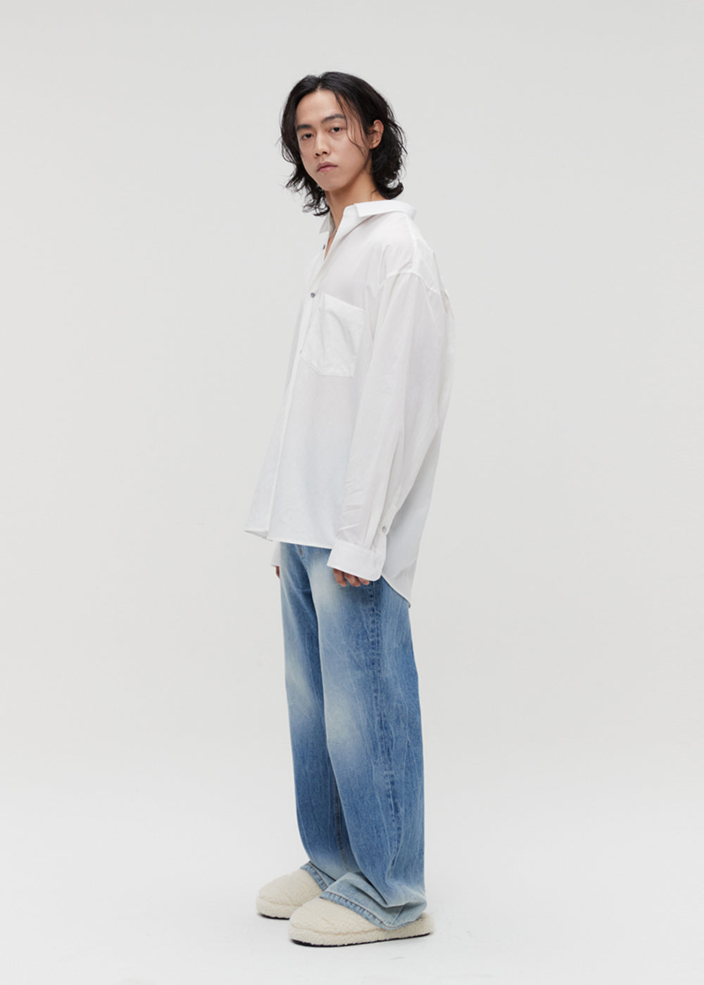 SIGNATURE SILKY OVER SIZE SHIRT_IVORY