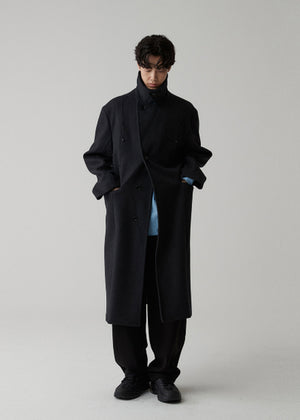 WOOL BLENDED DOUBLE COAT_CHARCOAL