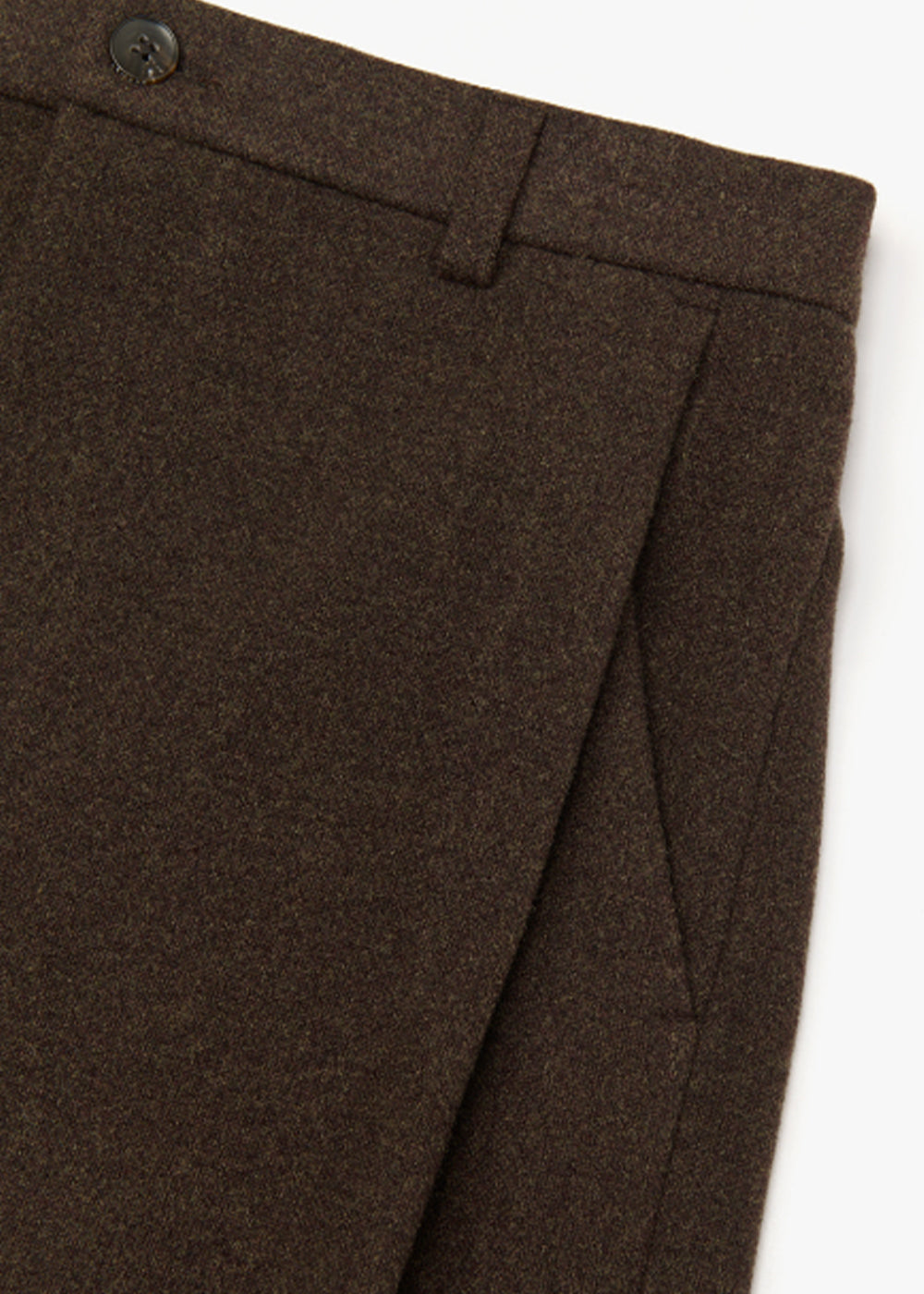 ONE TUCK POINTED BANDING PANTS_BROWN