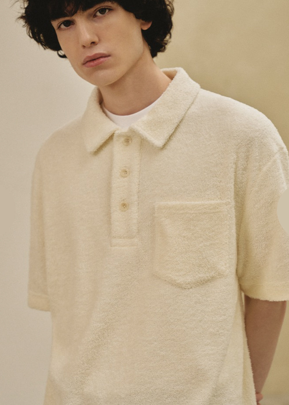 TERRY PIQUE T SHIRT CREAM