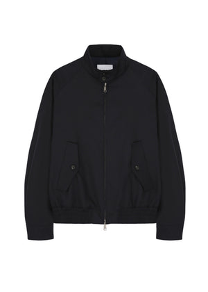 WOOL BLEND HARRINGTON JACKET_DARK NAVY