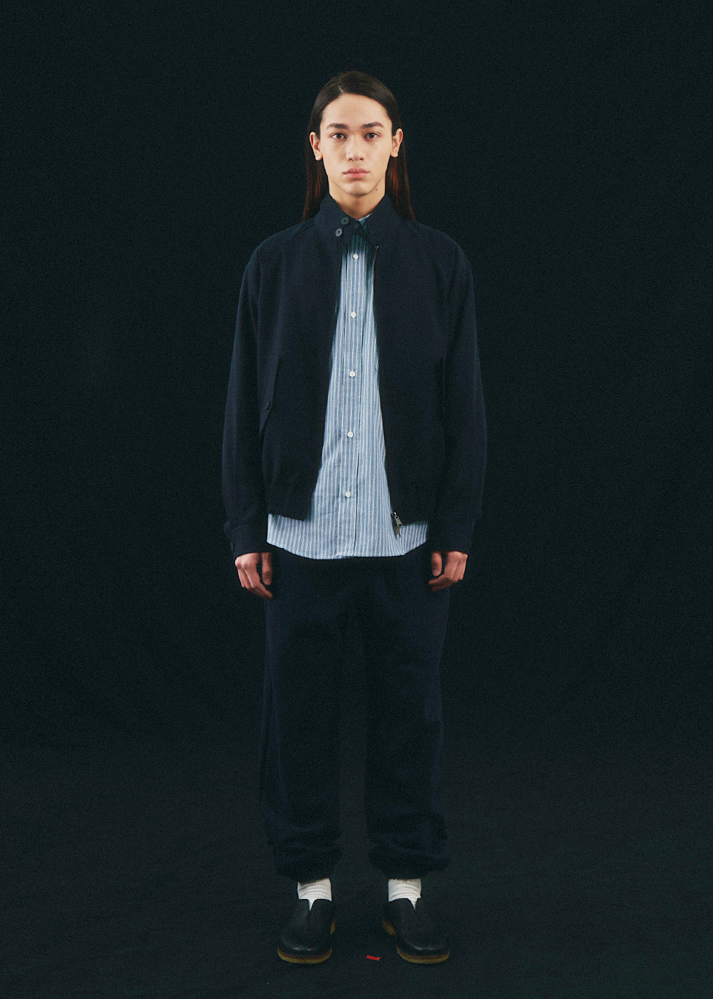 WOOL BLEND HARRINGTON JACKET_DARK NAVY