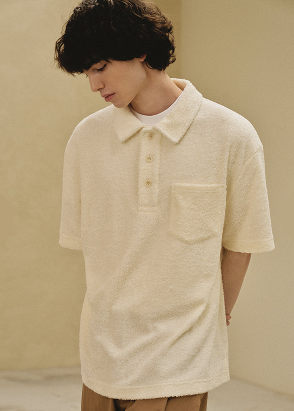 TERRY PIQUE T SHIRT CREAM