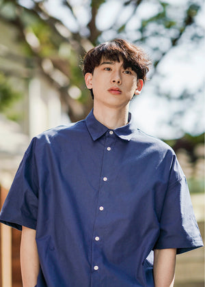 RELAXED FIT SHORT SLEEVE SHIRT NAVY