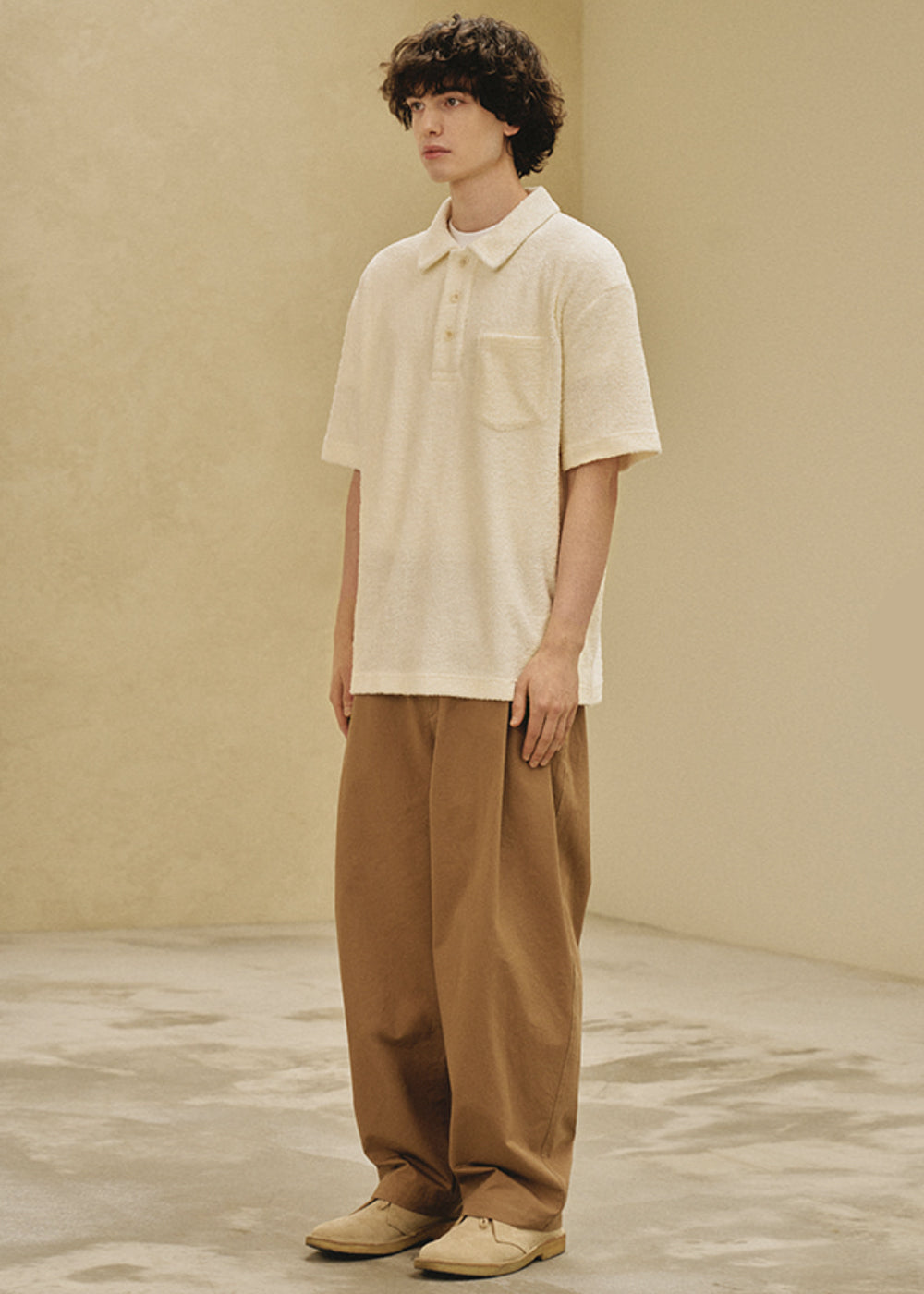 TERRY PIQUE T SHIRT CREAM