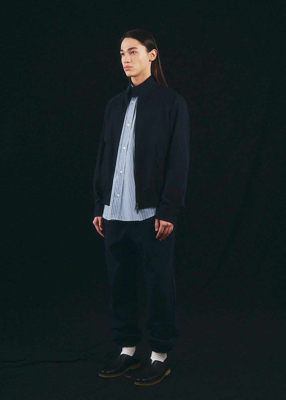 WOOL BLEND HARRINGTON JACKET_DARK NAVY