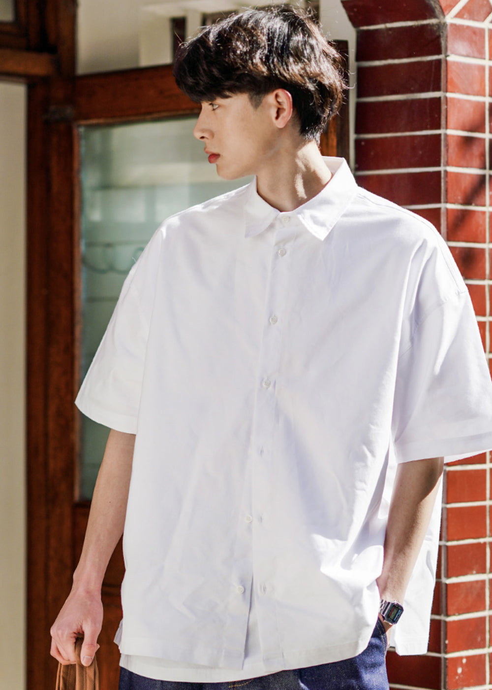 RELAXED FIT SHORT SLEEVE SHIRT IVORY