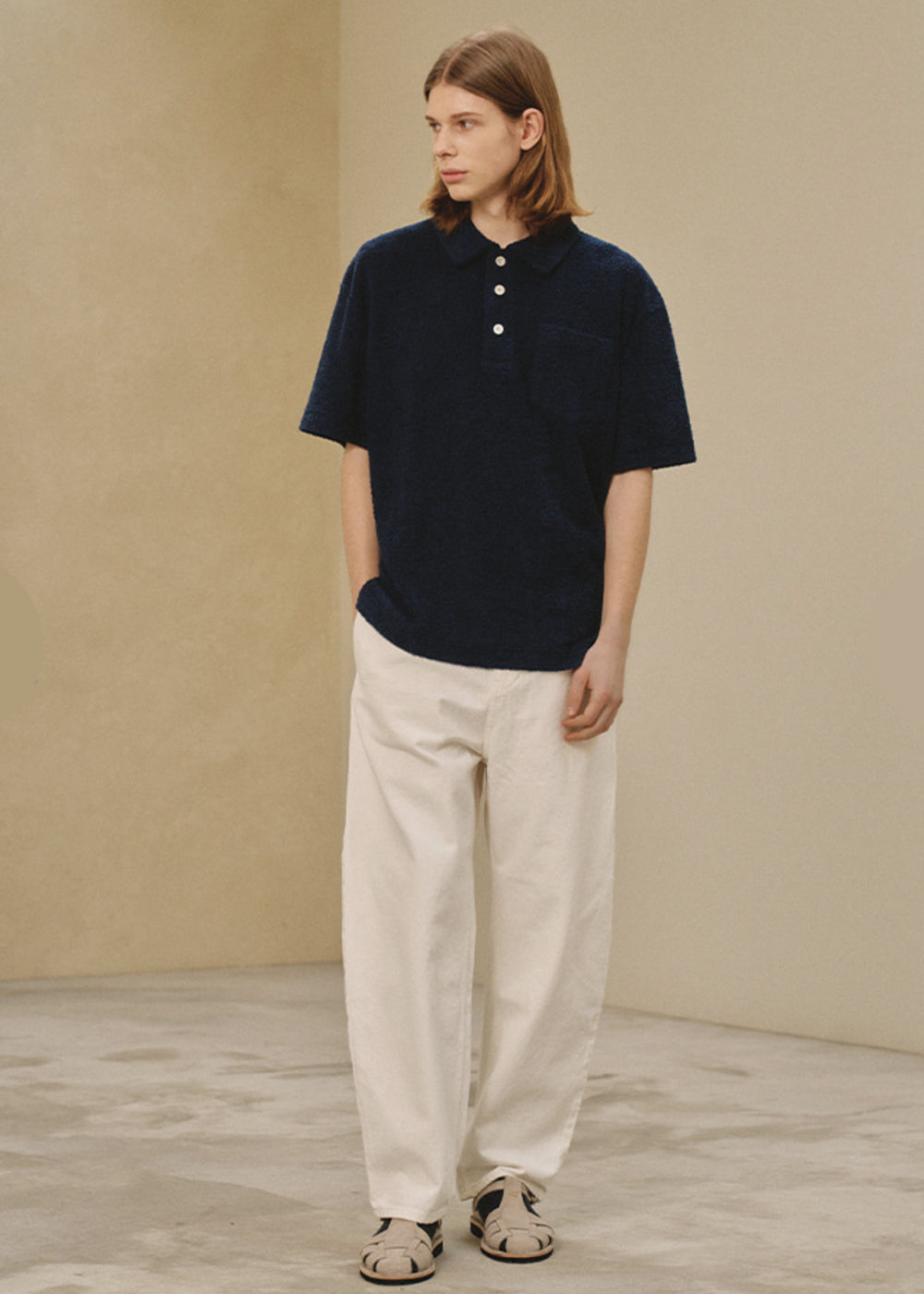 TERRY PIQUE T SHIRT DARK NAVY