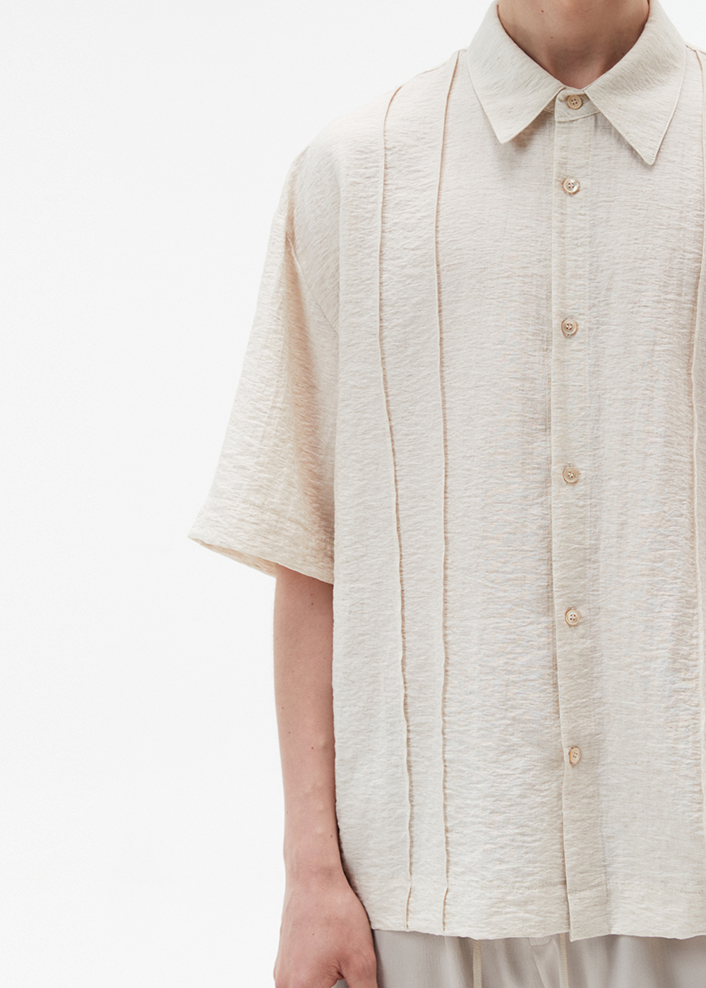 PIN TUCK POINT HALF SLEEVE SHIRTS_IVORY