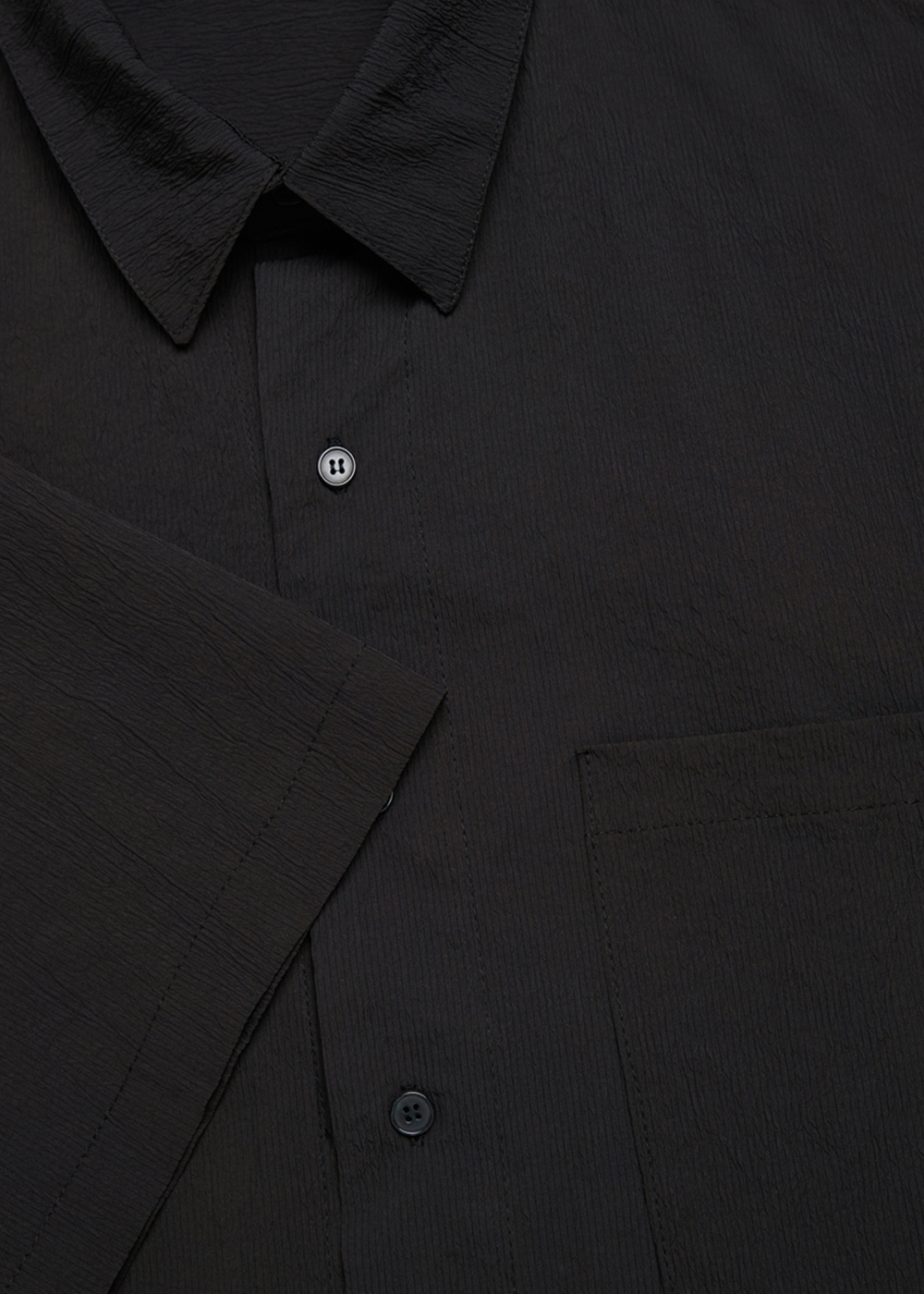 SEERSUCKER HALF SLEEVE SHIRTS_BLACK